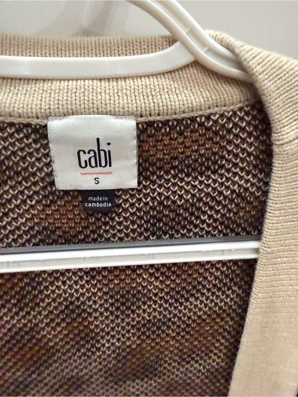 CAbi Marled Brown and Beige Knit Cardigan